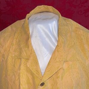 Tommy Bahama Mens Silk Yellow Button Down Short Sleeve Tropical‎ Shirt Size XXL